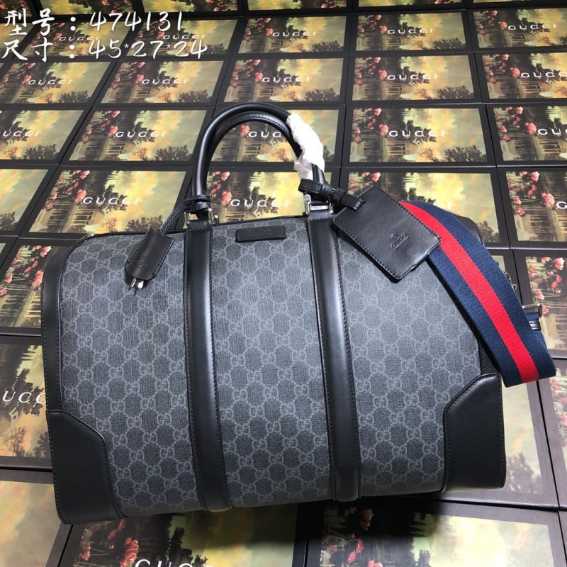Replica On Sale Gucci 474131 GG Black carry-on duffle Bag